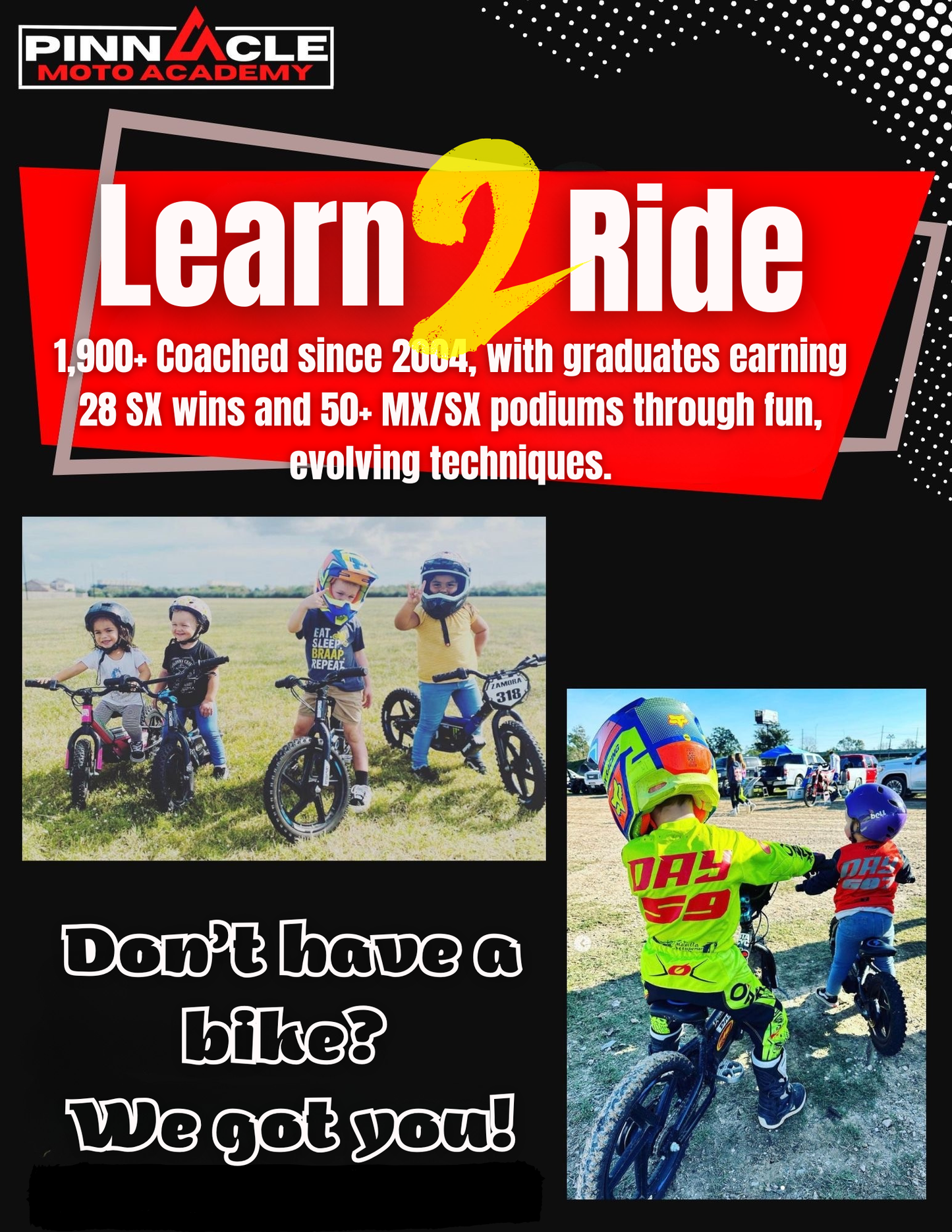 February 29, 2026 Learn 2 Ride - BIKE & GEAR INCLUDED